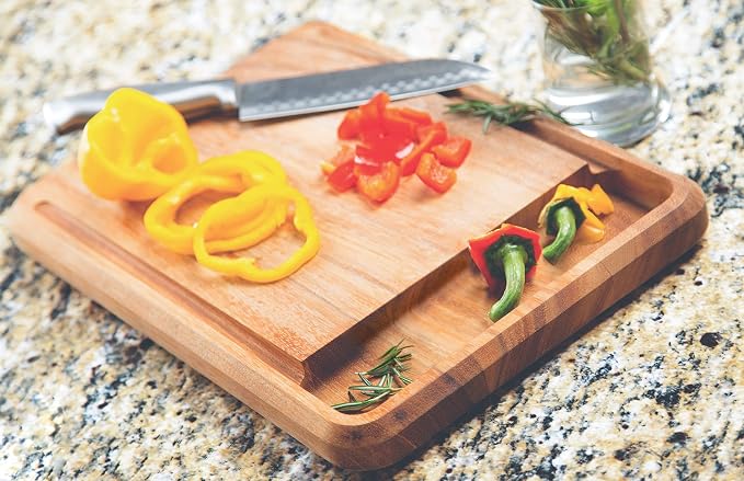 Ironwood Gourmet Acacia Wood Cutting Board With Juice Channel, Big Catch Board, 10" x 15"