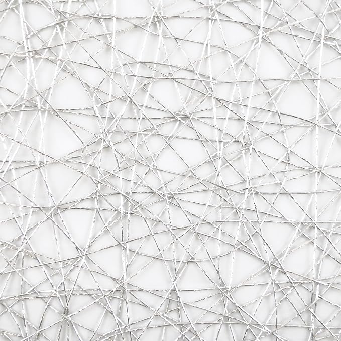 DII Woven Paper Tabletop Collection Holiday or Event Décor, Round Placemat Set, 15" Dia, Silver, 6, Piece