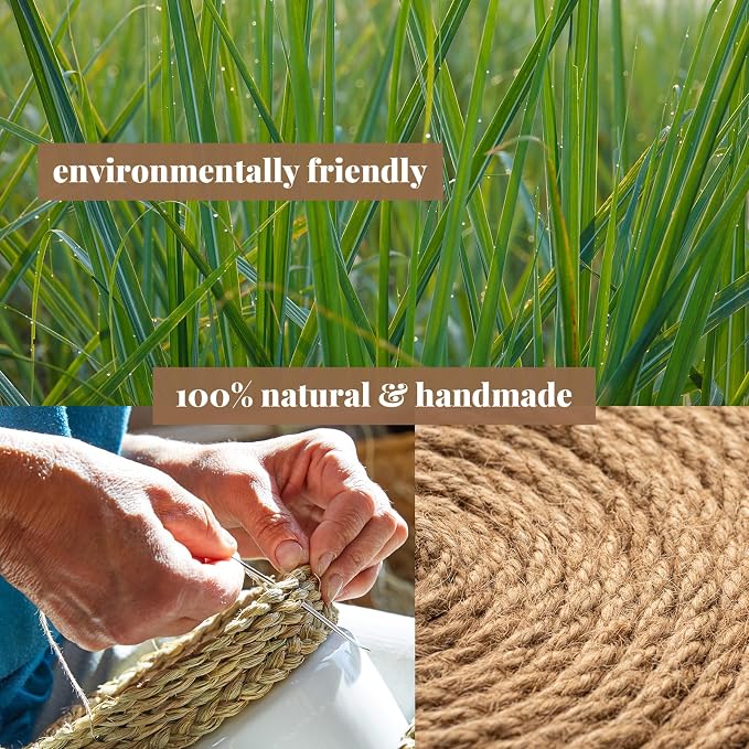 Round Woven Placemats Set of 6 | Handmade Natural Wicker Placemats for Holiday Wedding Home - Slip Heat Resistant Rattan Chargers for Dinner Plates (13 Inch)