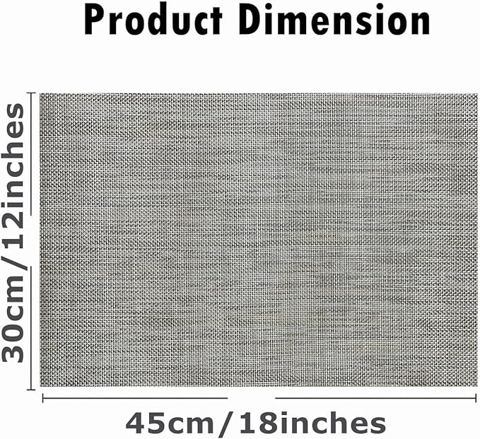 Placemats, Placemats for Dining Table Set of 6, Kitchen Table Mats Heat-Resistant Non-Slip Washable PVC Woven Vinyl Place Mats for Dining Room Table Decoration (Pack of 6, Flaxen Gray)