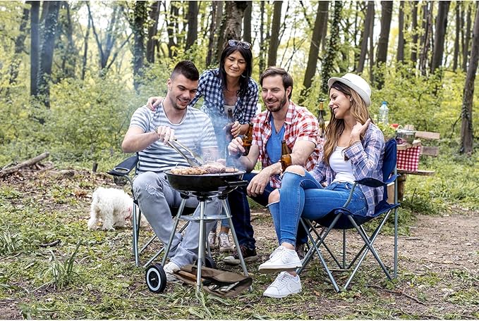 5pcs BBQ Grill Accessories Set - Stainless Steel Grilling Tools with Ergonomic Wooden Handle Includes Spatula, Tongs, Knife, Fork & Carry Bag, Grill Tools Set BBQ Utensils Gifts Set for Men Dad