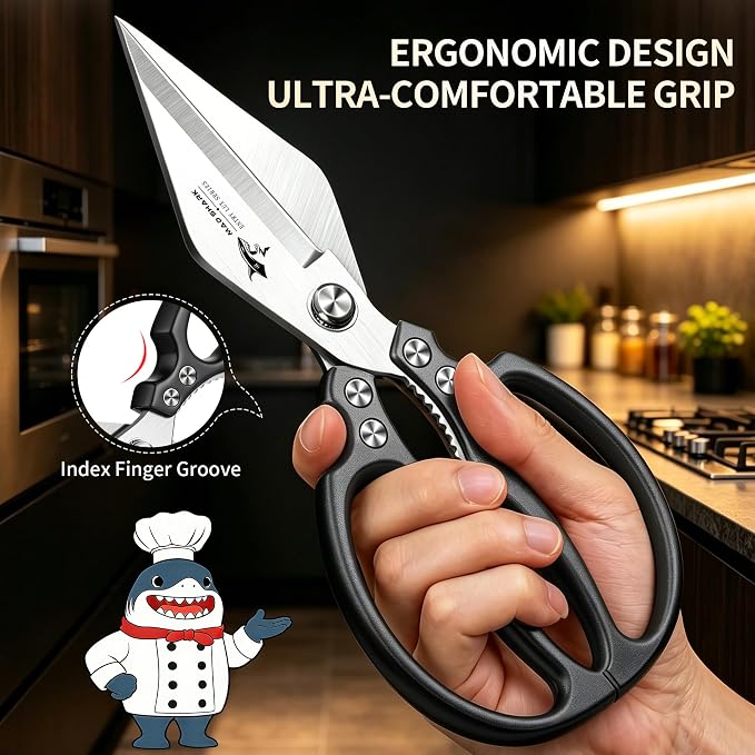 MAD SHARK Heavy Duty Kitchen Shears, Dishwasher Safe All Purpose Kitchen Scissors, Premium Sharp Poultry Shears for Turkey, Meat, Seafood, Vegetables, Stainless Steel Blades
