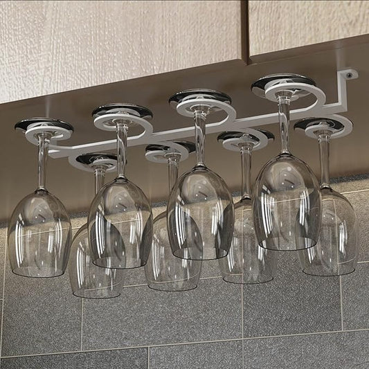 White Wine Glass Rack, Hanging Wine Cup Holder for Under Cabinet Kitchen Bar, Wine Storage Shelf, Wrought Iron Glass Goblet Stemware Racks (Size : 40x18cm)