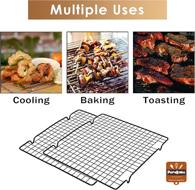 Premium SGC Certified Baking Cooling Rack, Cookie Cooling Racks for Cooking, Baking, Roasting, Grilling, Drying, Oven Safe Wire Rack, 11" * 10" Small Squares Grids