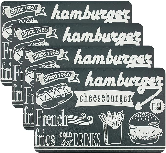 Placemats Set of 4-Waterproof Heat Resistant Non-Slip Washable Table Mats for Dining Table,12 x 18 inch Fastfood