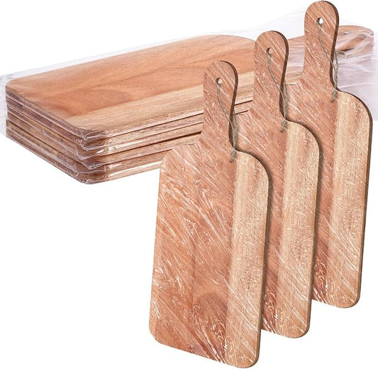 Patelai 6 Pcs Cutting Board Set with Handles Laser Engraving Wooden Charcuterie Kitchen Plain Serving Chopping Board Bulk for DIY Housewarming(Walnut,15 x 7 Inch)