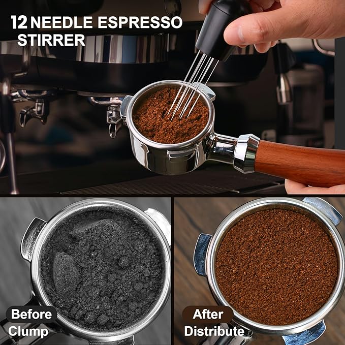 51mm Espresso Tamper Set, 5-IN-1 Espresso Accessories Kit with Coffee Tamper, WDT Tool, Dosing Funnel, Non-slip Mat and Cleaning Brush