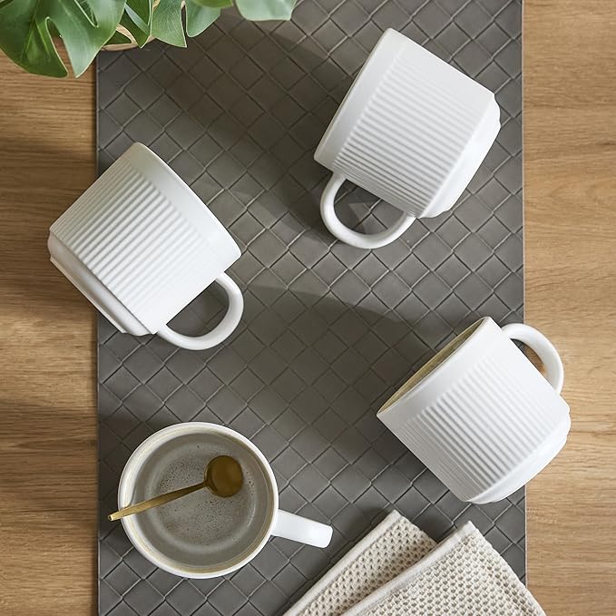 SANGO Anderson Cream Coffee Mugs Set of 4, 16.5 oz Stoneware Coffee Mug Set, Big Ceramic Tea Cup with Reactive Glaze for Cappuccino, Latte, Large Coffee Cups with Handle, Microwave & Dishwasher Safe