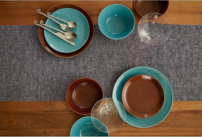 Solino Home Linen Chambray Black Table Runner 120 Inches Long - Athena, 100% Pure Linen 14 x 120 Inch Table Runner