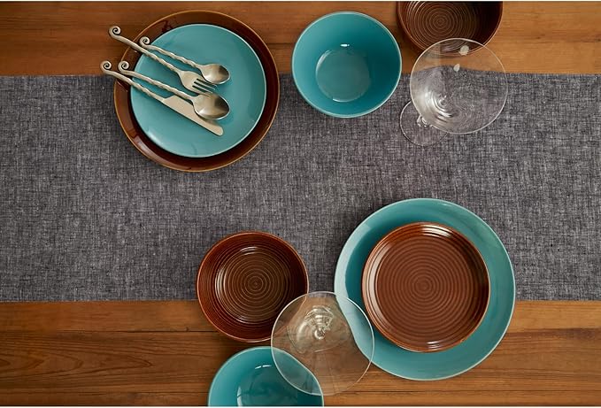 Solino Home Linen Small Table Runner 48 Inches - Athena, 100% Pure Linen Chambray Black Table Runner 14 x 48 Inch Ideal for Dresser and Coffee Tables
