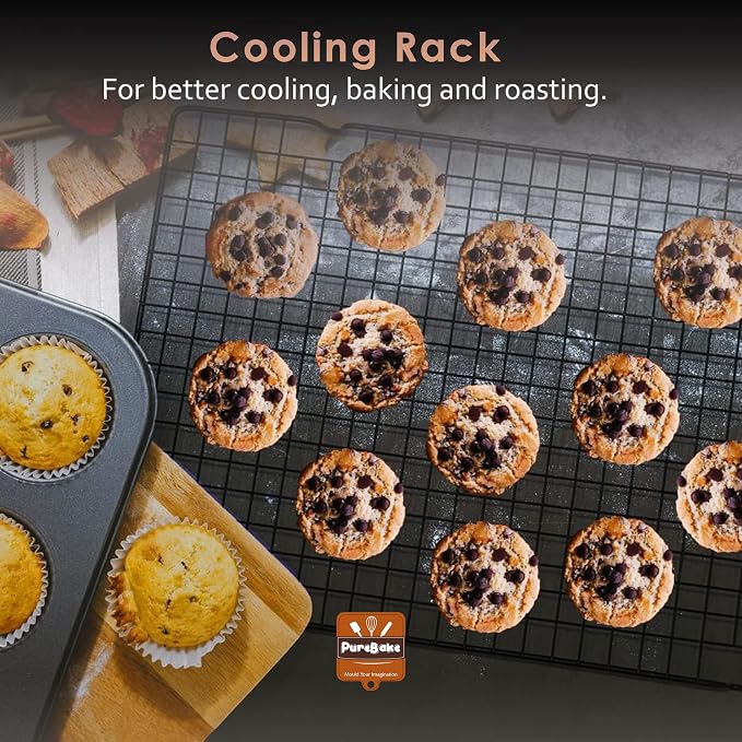 Premium SGC Certified Baking Cooling Rack, Cookie Cooling Racks for Cooking, Baking, Roasting, Grilling, Drying, Oven Safe Wire Rack, 11" * 10" Small Squares Grids