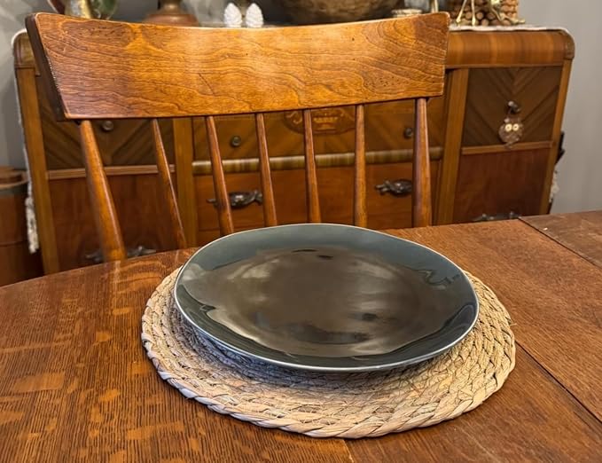 13 in Round Woven Placemats Plate Chargers Set of 4, Boho Farmhouse Rustic Woven Place Mats for Dining Table Decor, Rattan Wicker Table Mats Indoor Fall Chargers for Dinner Plates