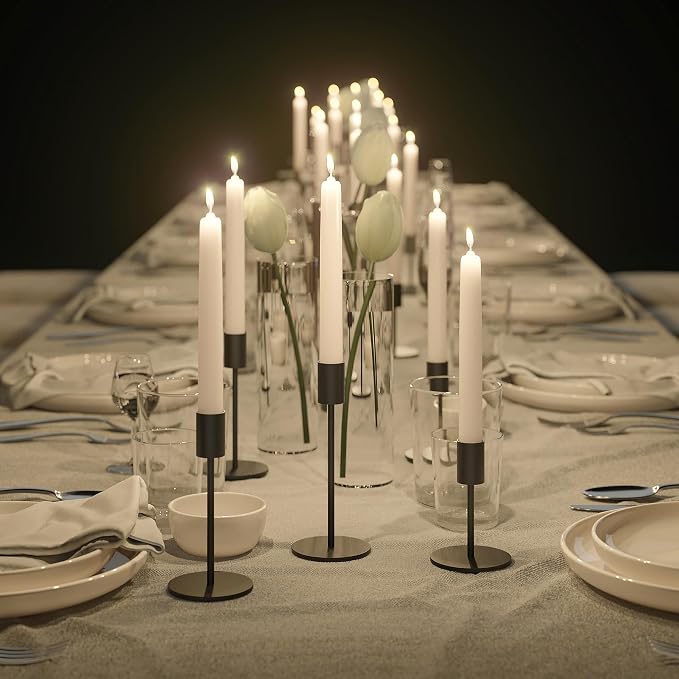 FSyueyun Black Candle Holder Taper Candle Holders, Set of 6 Candle Stick Holders Decor for Mantel Table Centerpiece, Used for Wedding, Dinning, Housewarming Gift