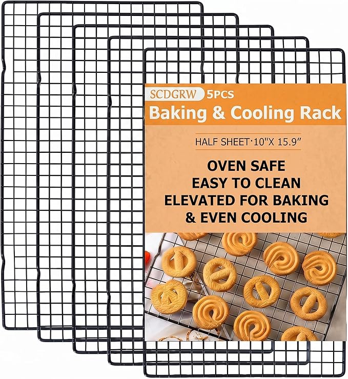 5PCS Cooling Racks for Cooking and Baking 10" x 16" Wire Rack Baking Rack, Cookie Rack, Heavy Duty Metal Wire Rack for Grilling, Roasting, Cooking, Drying,Oven Safe Dishwasher Safe