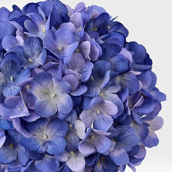 JINWOE Violet Puple Fake Hydrangea Artificial Flowers, 4PCS 21" Large Lifelike Silk Artificial Hydrangeas, Full Fake Flowers for Outdoor Porch Bouquet Wedding Home Indoor Baby Showers