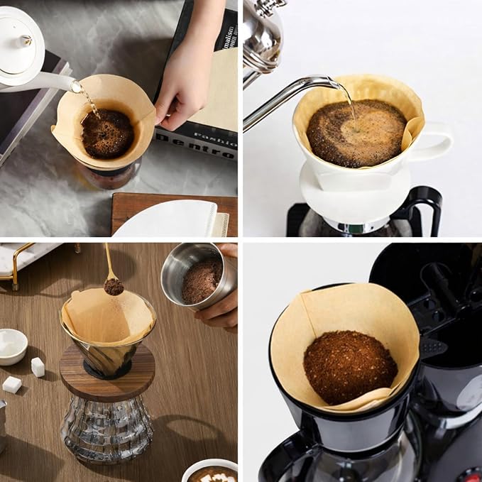 400 Count Coffee Filters #4, Disposable Coffee Filters 8-12 Cup,No Blowout,Unbleached Natural Coffee Filters 4 Cone Paper for Pour Over Coffer Makers/Coffee Dripper Cones