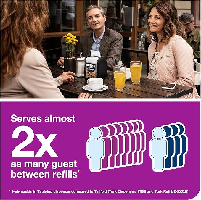 Tork Xpressnap Fit Counter Top Napkin Dispenser Starter Pack – 800743 – N14 Dispenser for Restaurants Include 2 x 120, 2-Ply, Natural Napkin Refill Packs