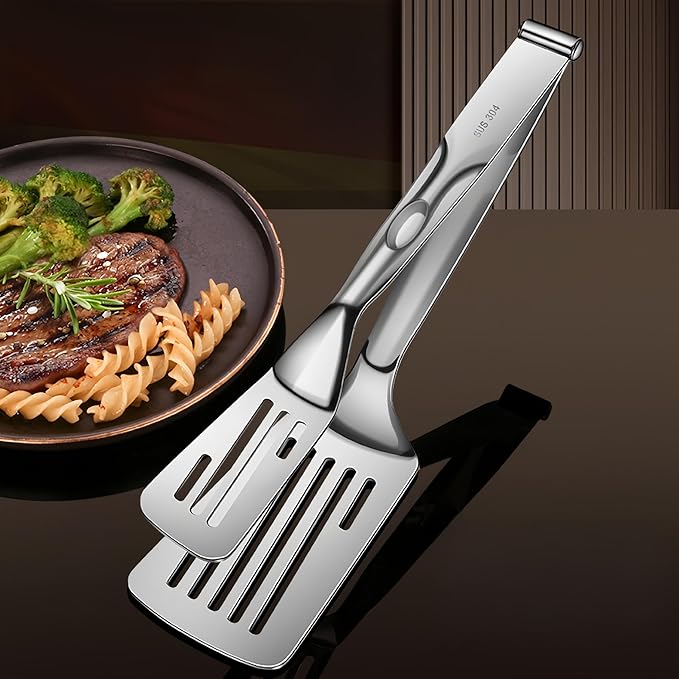 New Kitchen Cooking Tongs, Multifunctional Frying Spatula with Detachable Design, 304 Stainless Steel, Perfect for Grilling, Cooking, Frying, and Griddling (12.8 Inch)