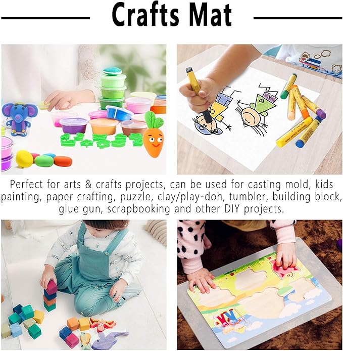 Gartful 3PCS Medium Silicone Mat for Crafts, Resin Jewelry Casting Molds Mat, Placemat, Multipurpose Countertop Protector Pad for Nail Arts, Paints, Epoxy, Resin, Translucent(15.7 x 11.8 inch)