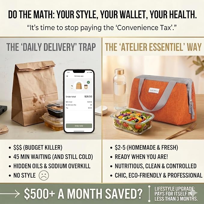 Insulated Lunch Bag Lunch Bag Women Lunch Bag for Women Lunch Box Cooler Bag Lunchbox for Work Lunch Box for Men Adult Lunch Box Womens Lunch Bags for Work (Orange)