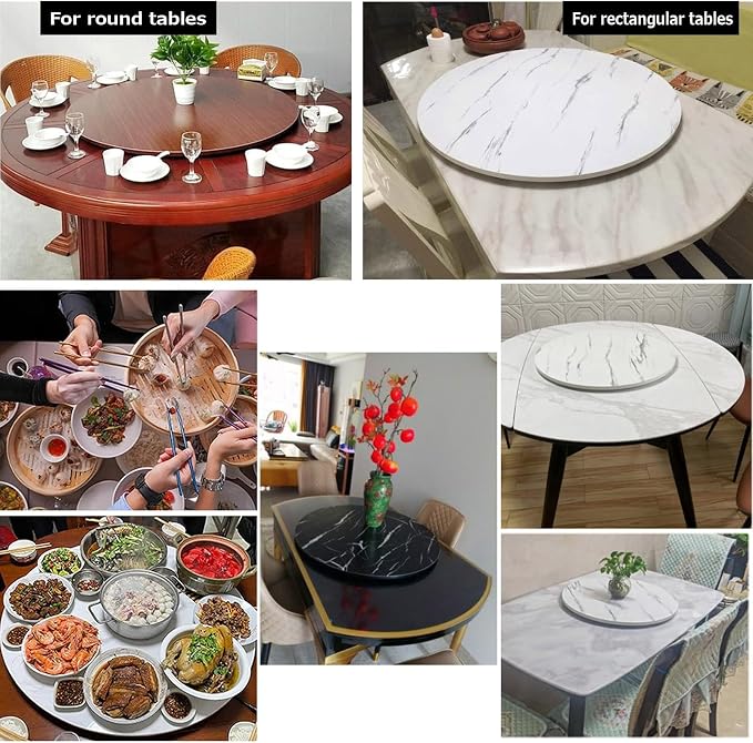 Large Wooden Lazy Susan 360° Swivel Turntable Serving Plate Ø 50/60/70/80/90/100cm, Round Dining Table Service Tray, 16mm Thick, High Temperature Resistants, Tabletop Organizer(Red-brown,Ø60cm)