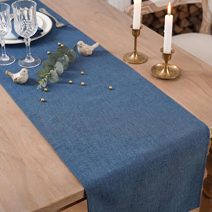 Artoid Mode Navy Blue Table Runner, Seasonal Summer Fall Washable Kitchen Dining Table Decoration for Home Party Decor 13x90 Inch
