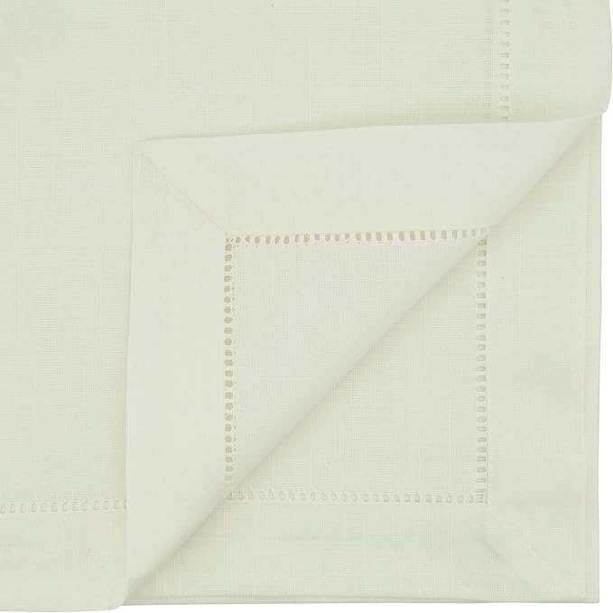 SARO LIFESTYLE Hemstitched Border Table Runner, Ivory, 16"x54"