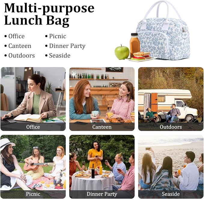 MEXS Insulated Lunch Bag for Women Men Large Reusable Lunch Box Adult Leakproof Portable Cooler Tote Bags for Work Picnic