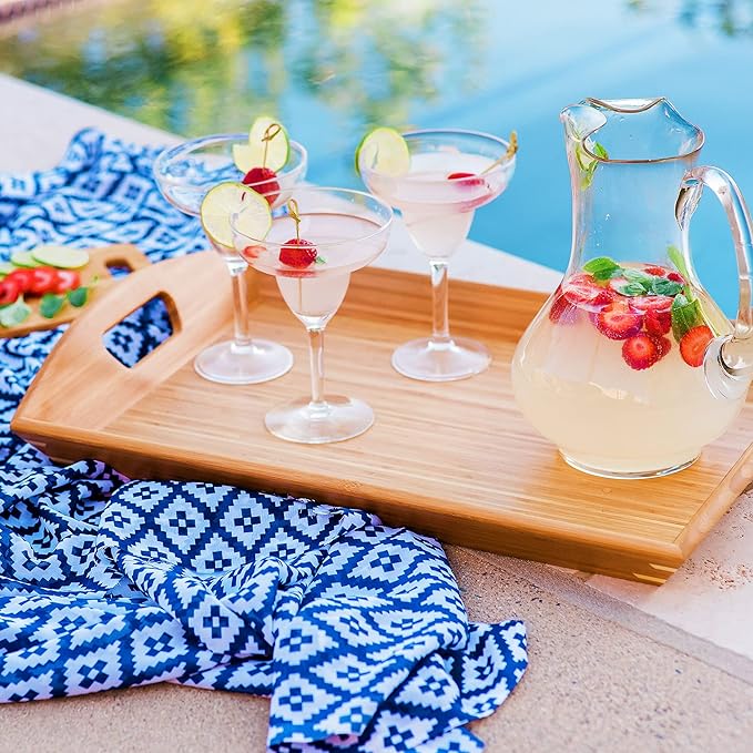 Totally Bamboo Butler's Serving Tray with Handles, Decorative Tray for Ottoman or Coffee Table, 23" x 15"