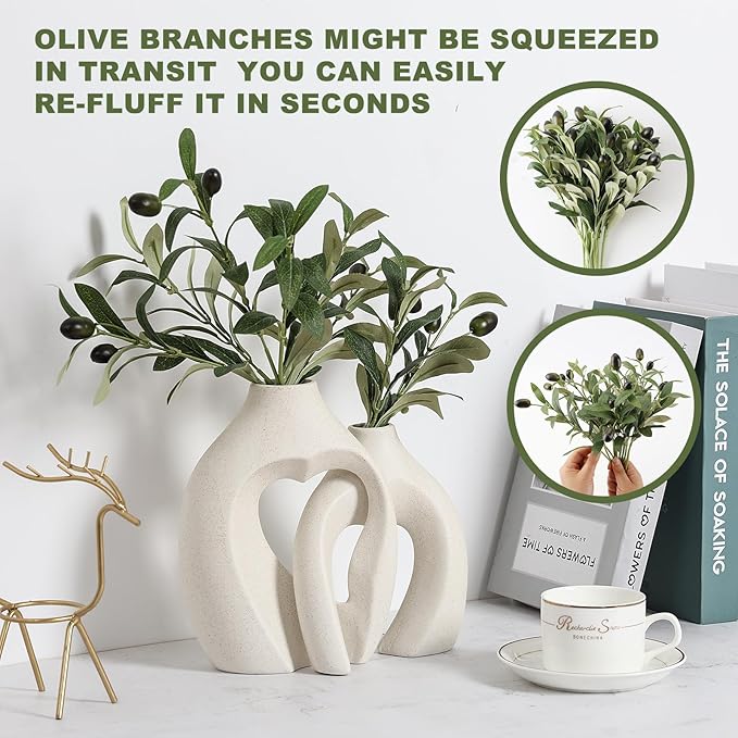 100PCS 10in Faux Olive Leaves Stems Bulk Artificial Olive Branches Bundles Greenery Plants for Small Vase Tabletop Party Activities Greenery Decor Home Office Wedding (Vase Not Included)