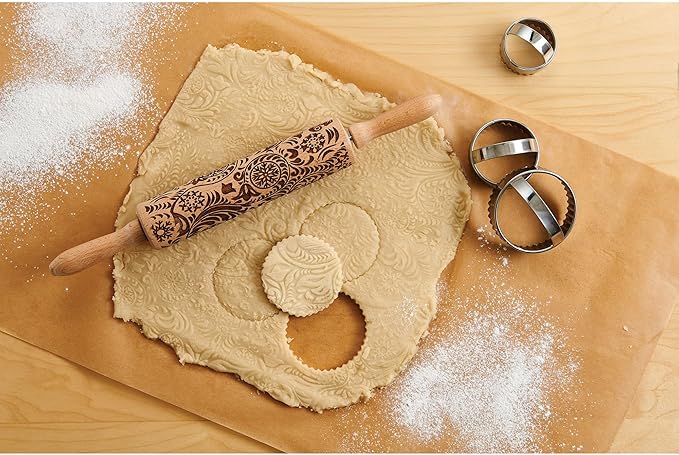 Mrs. Anderson’s Baking Embossing Rolling Pin, Paisley Design, European Beechwood