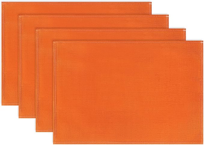 Niviy Orange Fall Thanksgiving Placemats Set of 4, 12x18 Inch Washable Easy to Clean Heat-Resistant Anti-Skid Indoor Outdoor Table Mats for Holiday Party Kitchen Dining Room Decoration