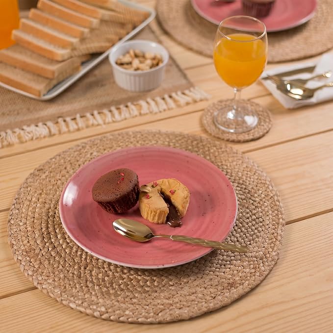 Eco Crave Natural Jute Placemats Set of 8, Round Woven Table Mats, 13 Inch Rattan Charger Plates for Dinner, Boho Farmhouse Braided Place Mats
