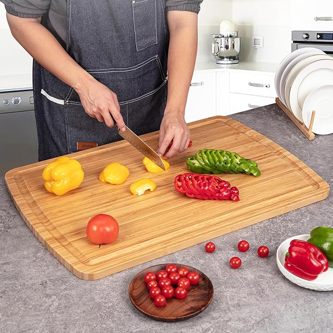 GAOMON 30 x 20 In Extra Large Bamboo Wood Cutting for Kitchen, Large Chopping Board, Stove Top Cover, Protector Board, Butcher Block, Charcuterie Board, Over the Sink Cutting Boards