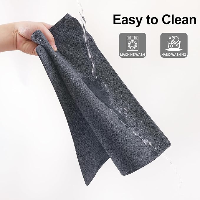 Homaxy Cloths Placemats for Dining Table Set of 6, Heat Resistant Washable Cotton Linen Blend Table Mats, Easy to Clean Place Mats for Indoor Outdoor Party Kitchen Decoration, 13" x 19", Charcoal Gray