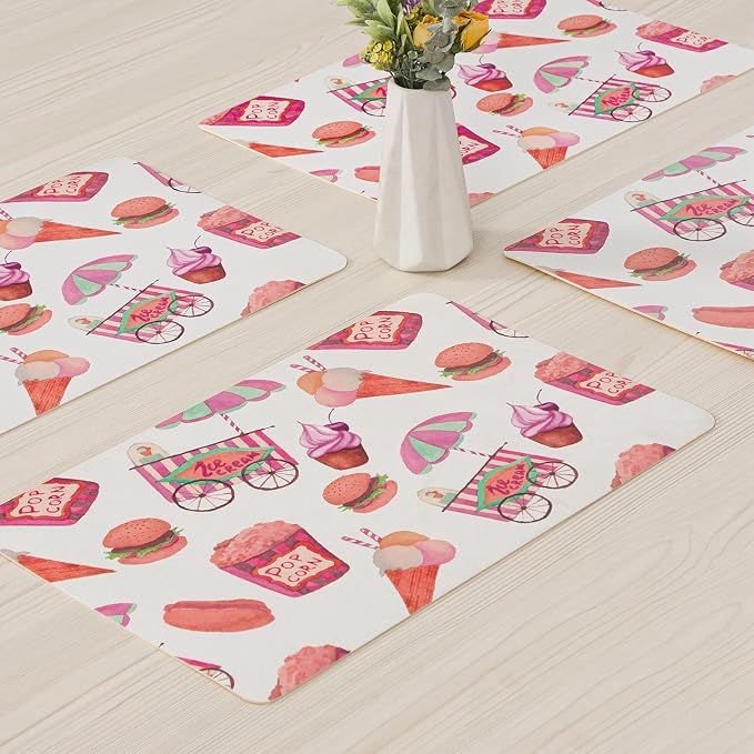 Placemats Set of 4-Waterproof Heat Resistant Non-Slip Washable Table Mats for Dining Table,12 x 18 inch Fun