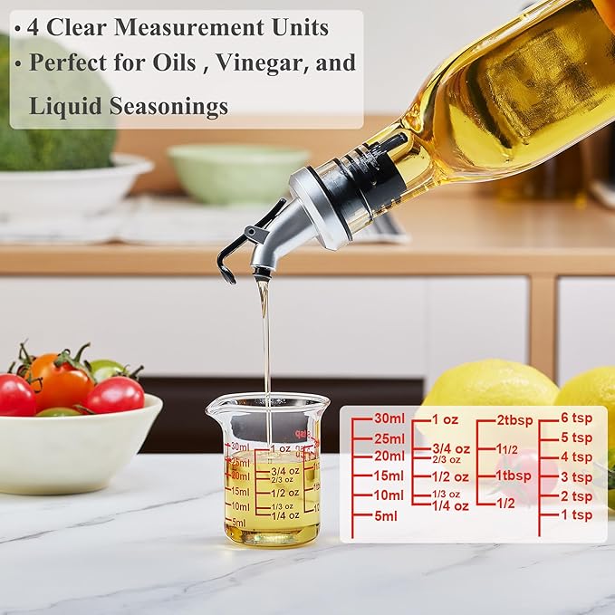 High Borosilicate Glass Measuring Cup with V-Shaped Spout, 30ml (1oz) | Pack of 2 – Precision Glass Measuring Cup for Kitchen & Bar