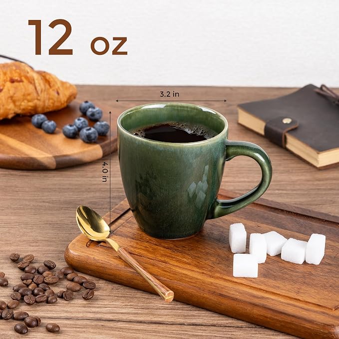 GBHOME Ceramic Coffee Mugs Set of 6, 12oz Stoneware Coffee Mugs Set For Dad Mom Women MEN, Light Weight Coffee Cups for Latte/Tea/Beer/Hot Cocoa, Dishwasher & Microwave Safe