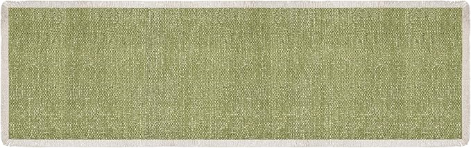 Hausattire Table Runner Cotton Frayed Boho 12x36 Inches | Fall Table Center Piece for Party Table Top Decoration Washable Farmhouse, Wedding,Easter Spring CollectionNubby Cotton - Green