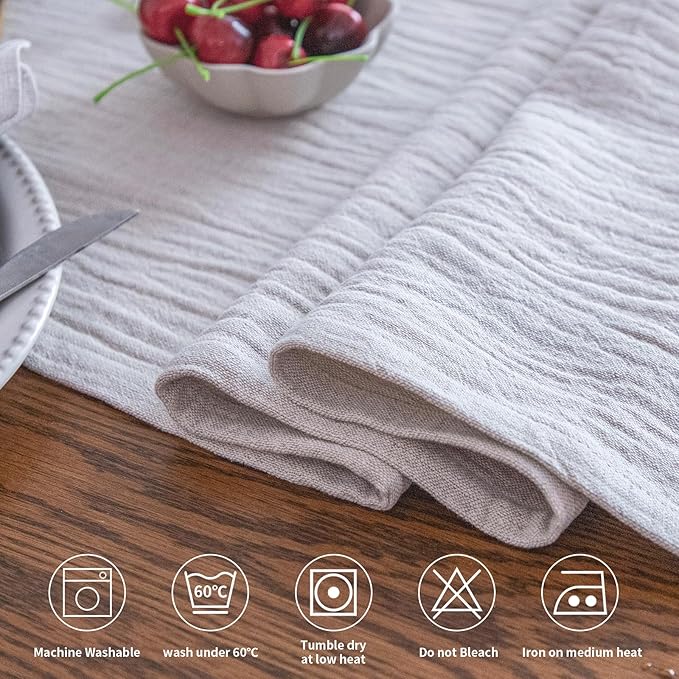 Simple&Opulence Linen Cotton Table Runner - 14 x 72 Inch, Farmhouse Linen Table Runner with Fringed Edges for Bohemian Rustic Wedding, Bridal Shower, Dinner （ Linen ）