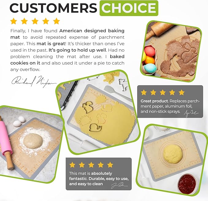 Silicone Baking Mat Thick & Non-Stick Surface - Oven Microwave Dishwasher Freezer Safe - Reusable Sheet for Making Cookies, Baked Goods - Small Rolling Pad for Dough - 15.75"x11.81" by Cook’n’Chic