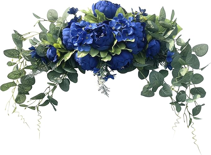 H&S BRIDAL Wedding Arch Flowers, 30 Inch Rustic Artificial Floral Swag for Door Lintel, Green Leaves Rose Peony Sunflowers Table Centerpieces Home Decoration