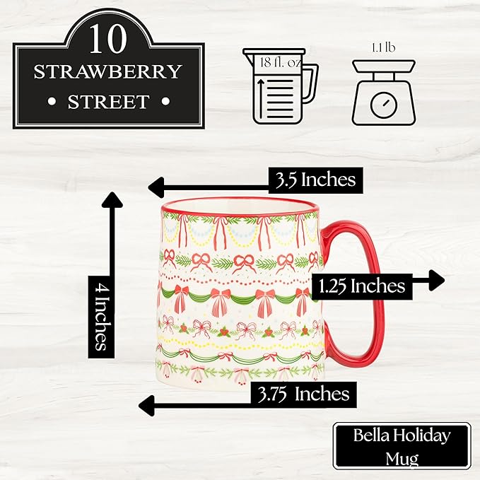 10 Strawberry Street Bella Mug Garland, Set of 4