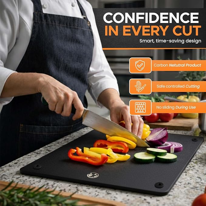 Earth's Dreams Composite Wood Cutting Board Set of 3 – Dishwasher Safe, Non-Toxic Cutting Boards for Kitchen – Extra Large, Large & Small Non-Slip Wood Charcuterie & Chopping Boards (Black)