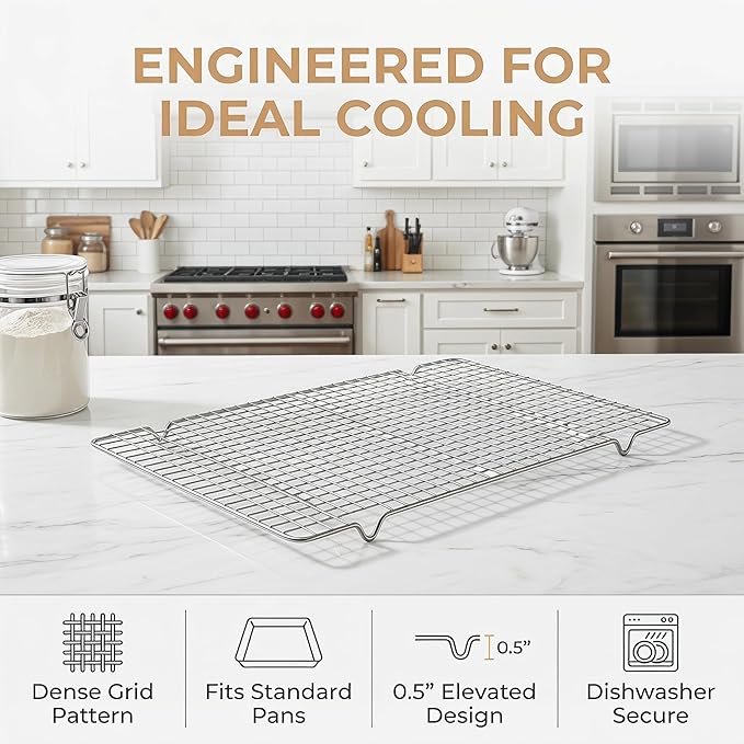 5-pcs stainless steel cooling rack, 10 "x 16" wire cooling rack, suitable for baking trays, baking, grilling, baking and drying - oven safety and dishwasher safety