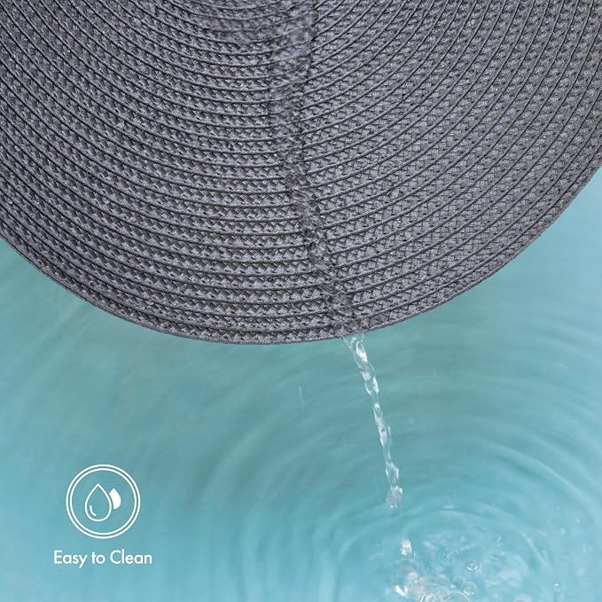 Winknowl Round Braided Placemats Set of 8 Washable Woven Heat Resistant Table Mats for Kitchen Dining Tables 15 inch Round Place Mats (Dark Gray,8pcs)