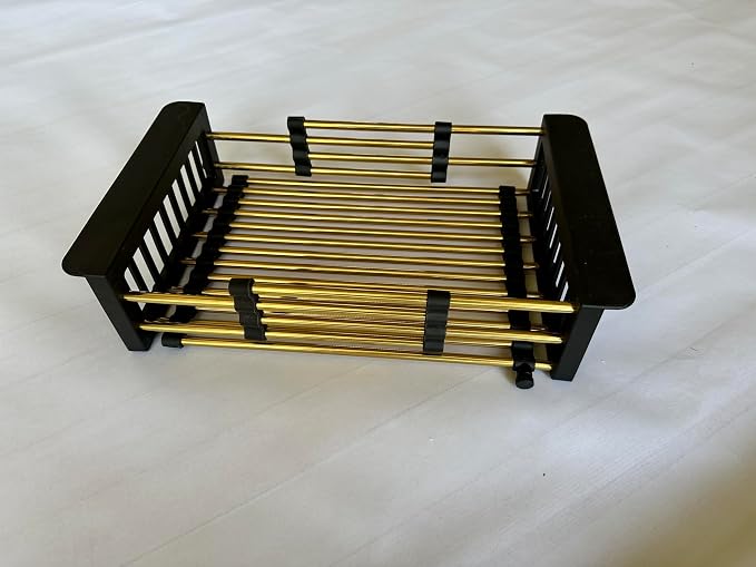 Gold Expandable Dish Drying Rack Over the Sink, Adjustable Stainless Steel Sink Drying Rack for Plates, Bowls & Utensils, Space-Saving Kitchen Counter Drainer(10-18 in)