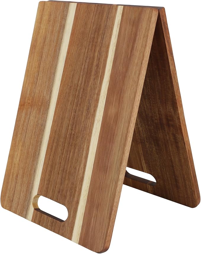 Elama Long Acacia Wood Foldable Charcuterie Board – Rectangular Serving Platter with Handles for Cheese, Meats, Appetizers & Snacks (33 Inch)