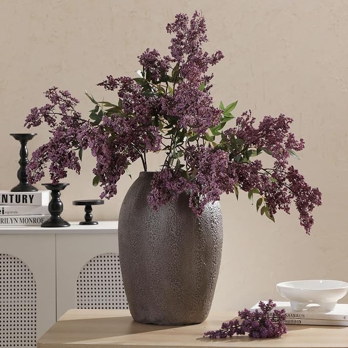 43" Faux Berry Stems for Vase, Purple Berry Branches for Vase Realistic Artificial Flower Picks for DIY Bouquet, Shower, Farmhouse Mantel, Home Decor (3 Pcs Dusty Plum)