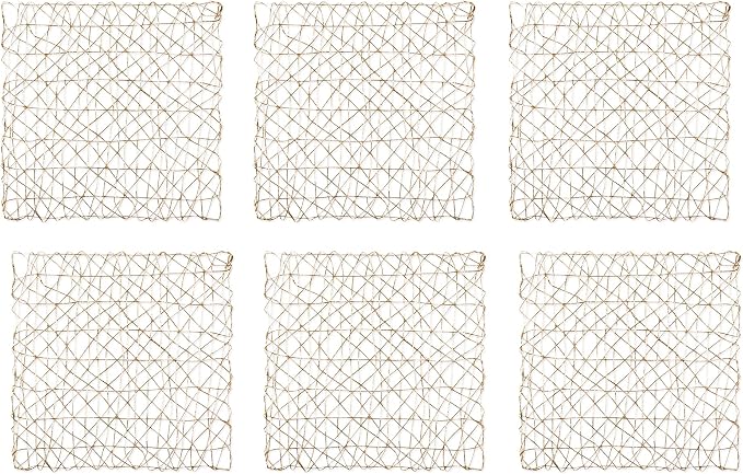 DII Woven Paper Tabletop Collection Holiday or Event Decor, Square Placemat Set, 16x16, Gold, 6, Piece
